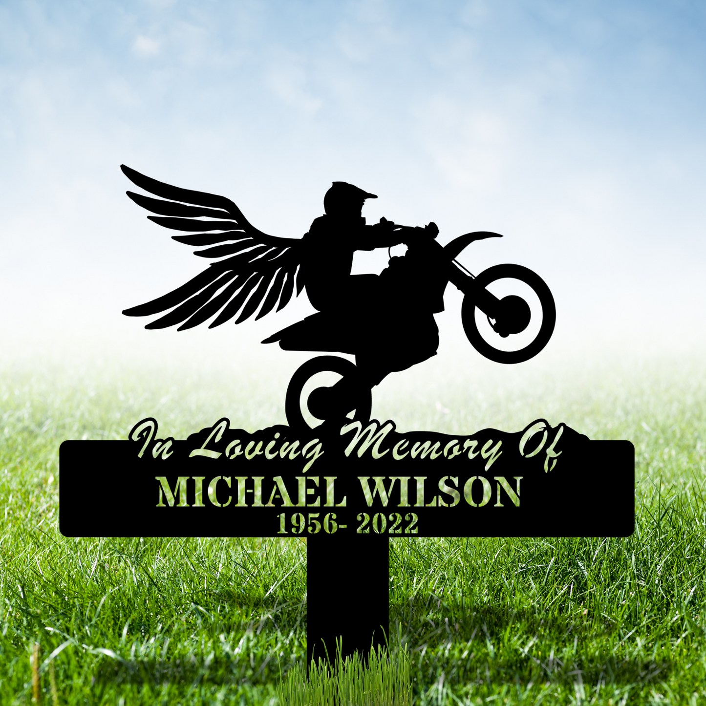 Custom Biker Memorial Metal Stake, Motorcycle Tribute Gift, Personalized Metal Memorial, Custom Biker Remembrance, Memorial Decor