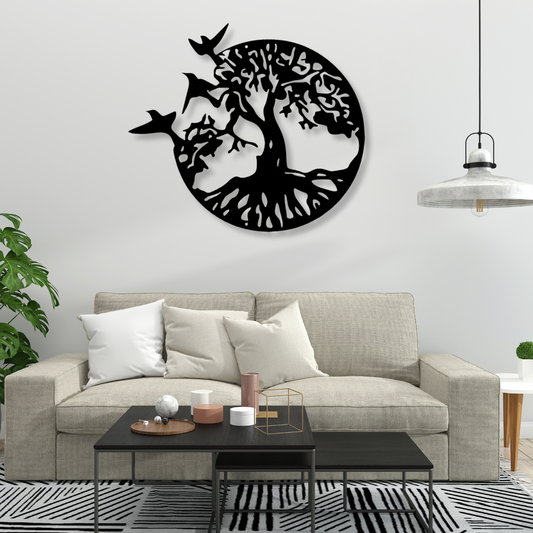 Birds Flight Tree Metal Sign, Tree Metal Art, Tree of Life Art, Wall Decor, New Home Wall Art, Wedding Gift, Couples or Nature  Wall Art