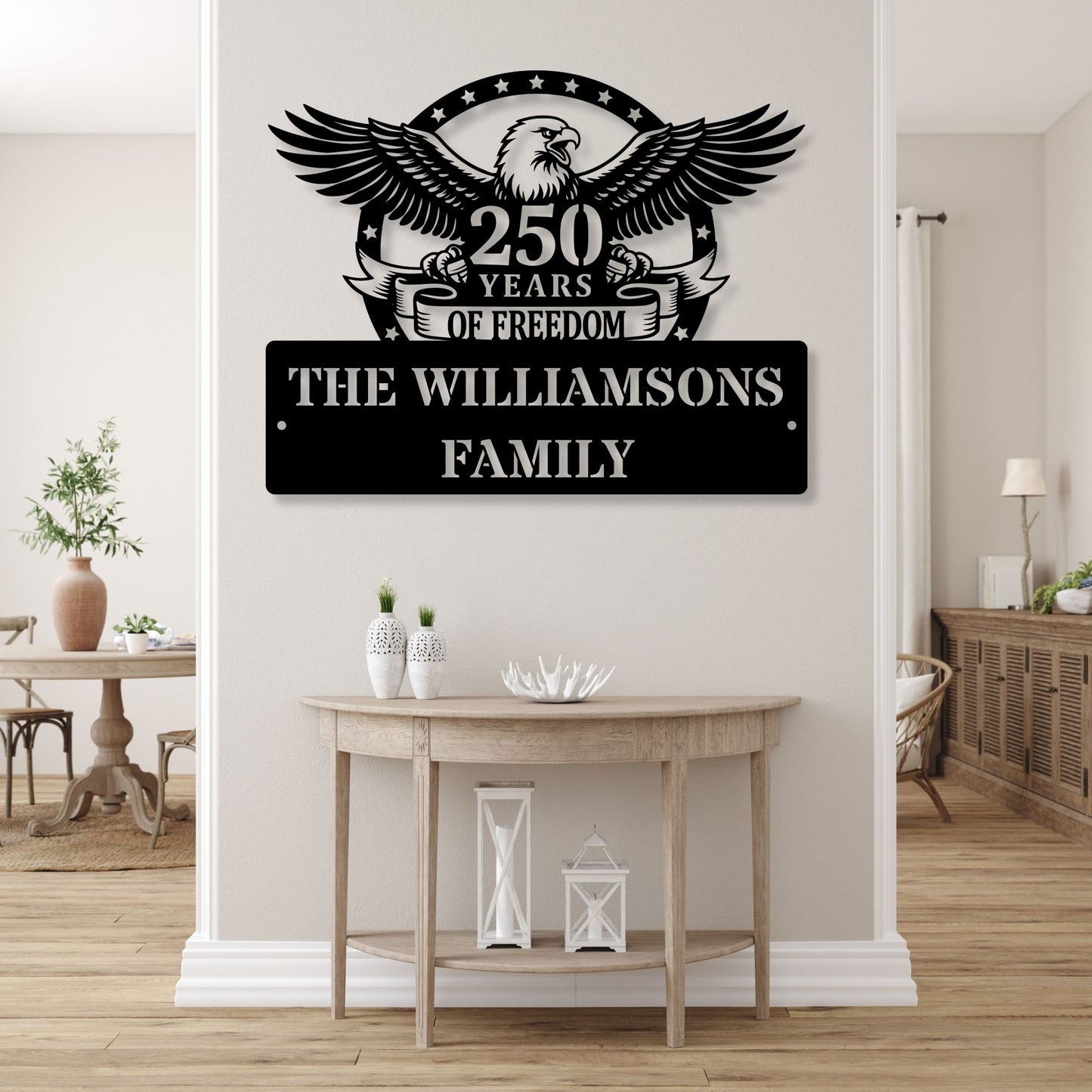 250 Years of Freedom Metal Sign, Custom Patriotic Wall Art, USA Independence Decor, Vintage American History Sign, Americana Metal Wall Decor