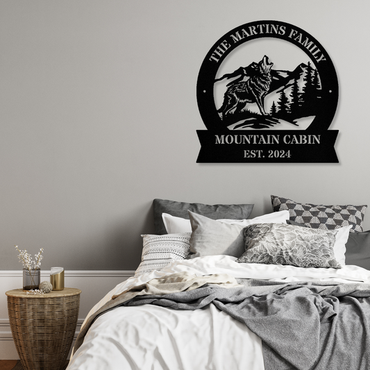 Wolf Metal Sign, Mountain Cabin Decor, Wolf Home Decor, Animal Metal Sign, Rustic Wolf Wall Art, Gift for Wolf Lovers