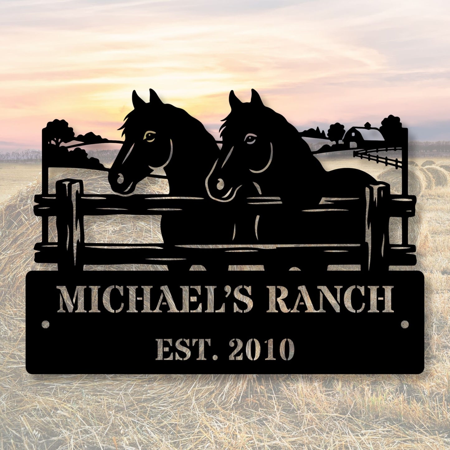 Custom Horse Ranch Metal Sign, Personalized Farm Sign, Equestrian Decor, Rustic Stable Sign, Horse Barn Decor, Western Home Gift