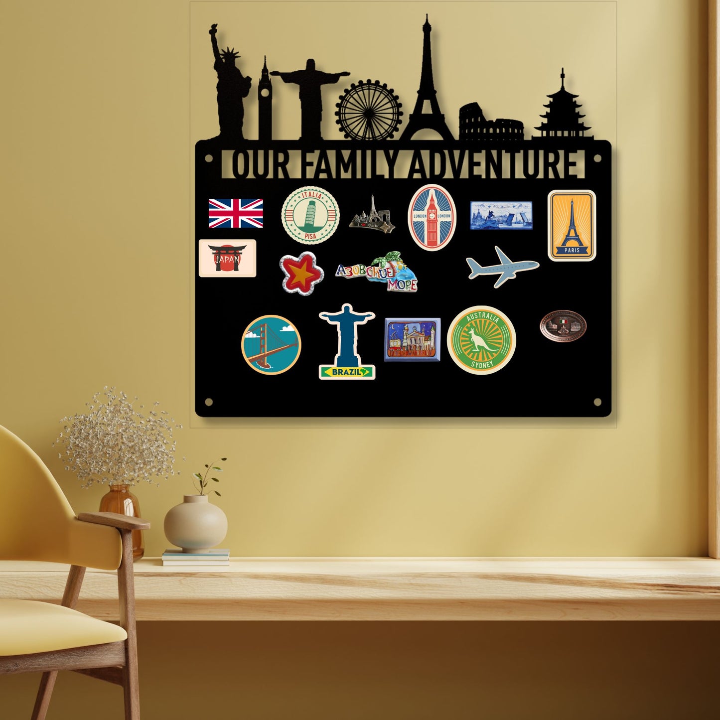 Custom Metal Travel Map Board | Magnetic World Travel Tracker | Personalized Vacation Scratch Off Alternative | Wanderlust Gift For Travelers