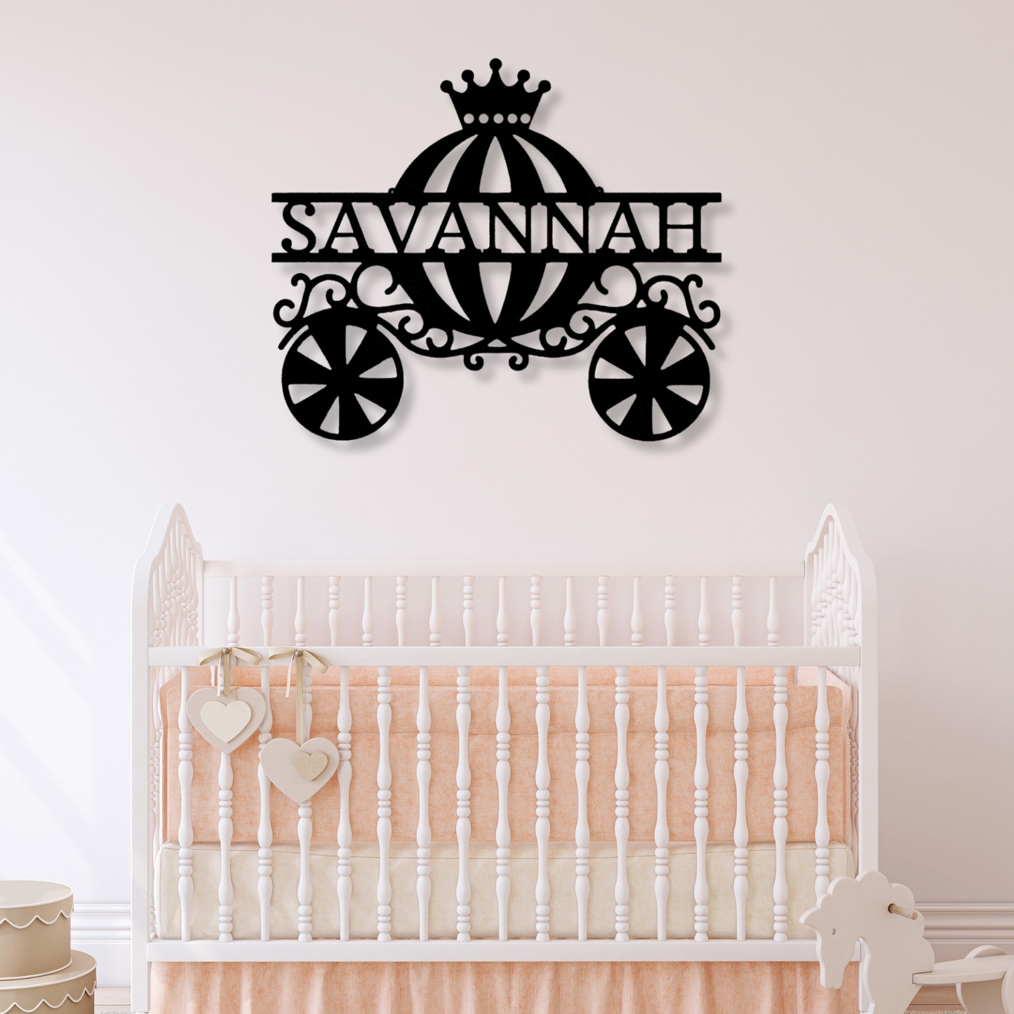 Personalized Princess Carriage Metal Sign, Kids name Metal Wall Art, Bedroom Decor