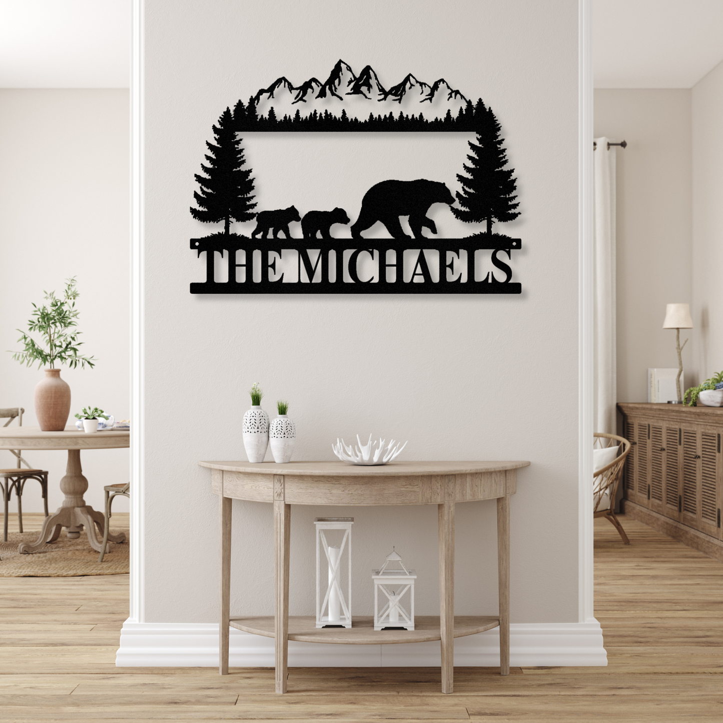 Bear Mountain Metal Sign, Last Name Cabin Sign, Entryway Sign, Family Name Sign, Nature Themed Sign
