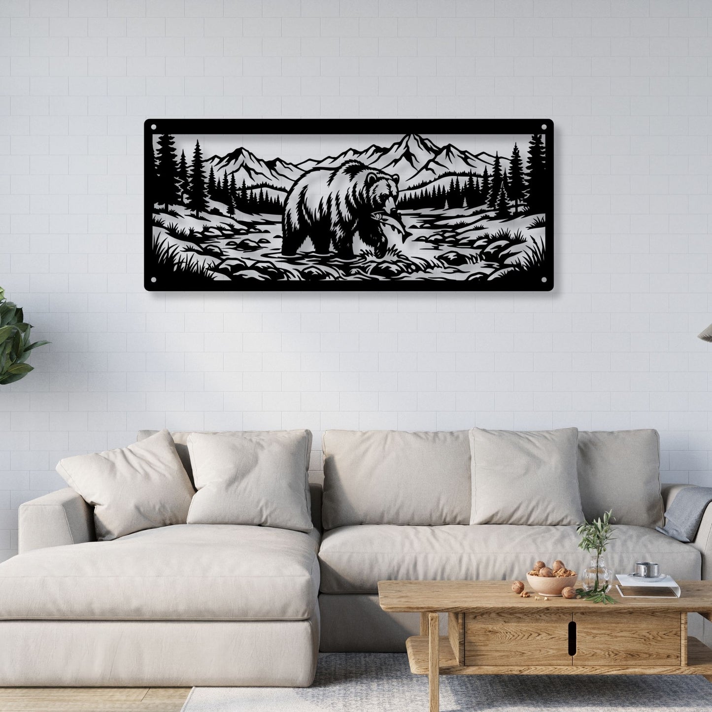 Mountain bear wall art decor, bear wall art, wilderness decor, nature wall art, cabin decor, rustic wall art, wildlife art print