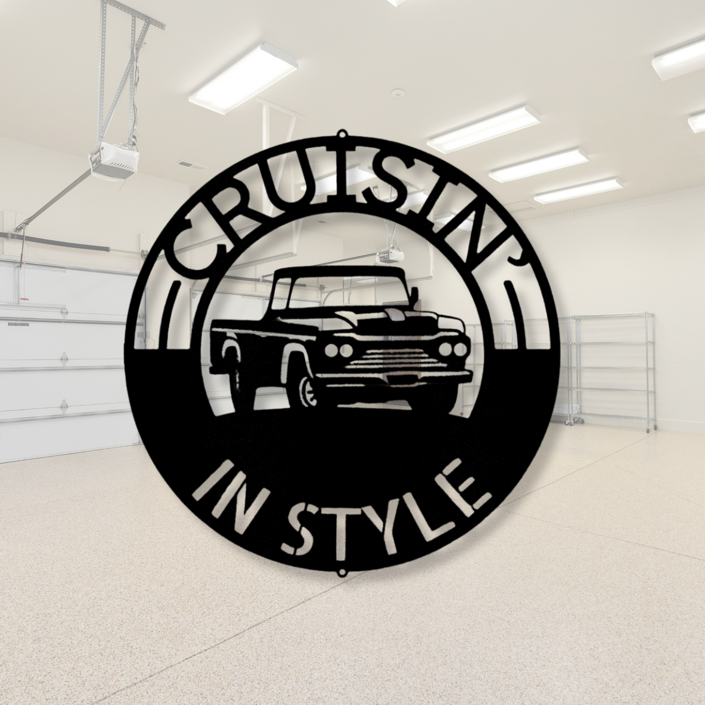 Classic Pickup Truck Monogram Metal Sign