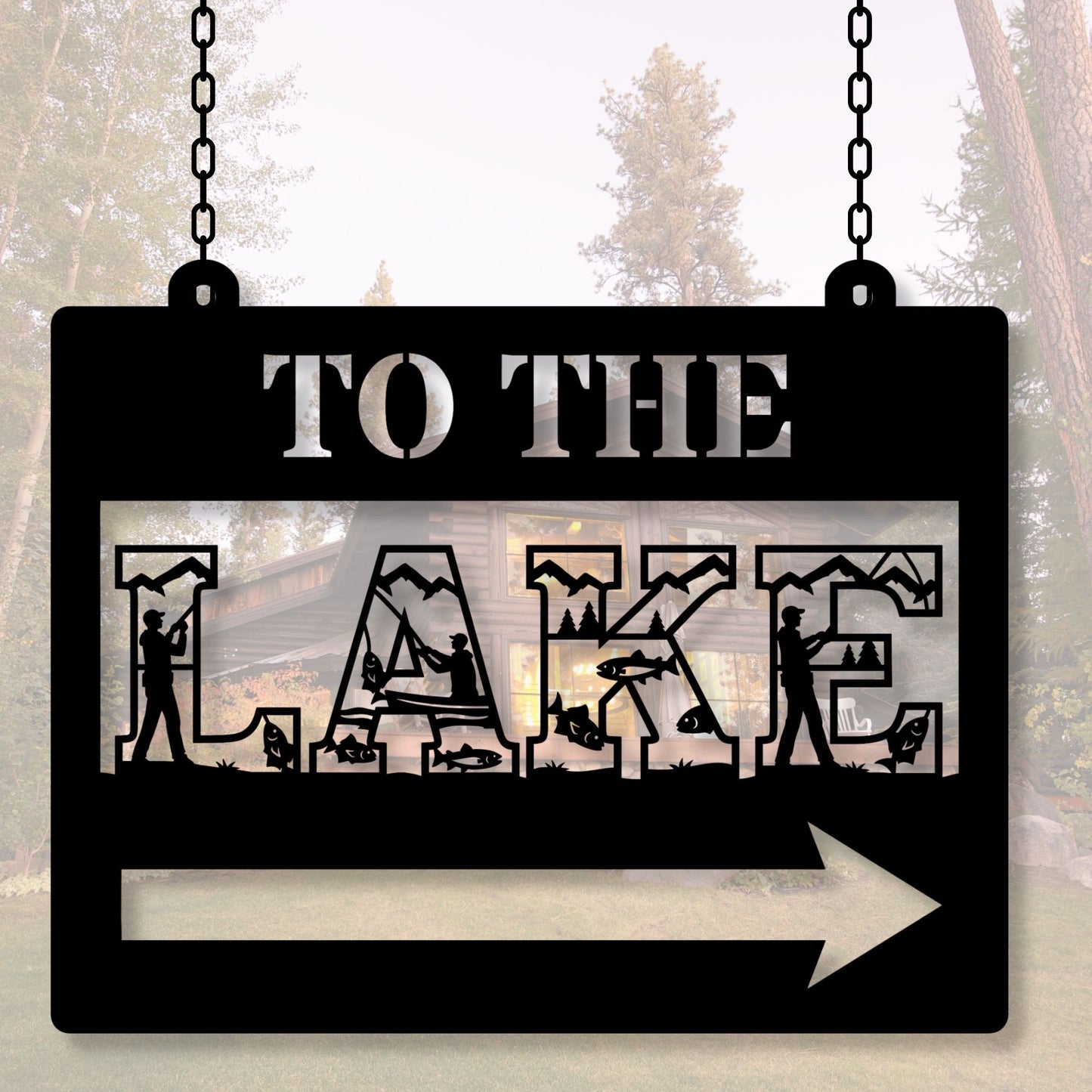 To the lake metal sign, lake house sign, cabin decor, rustic lake sign, lake life wall art, vintage metal sign, cottage decor gift