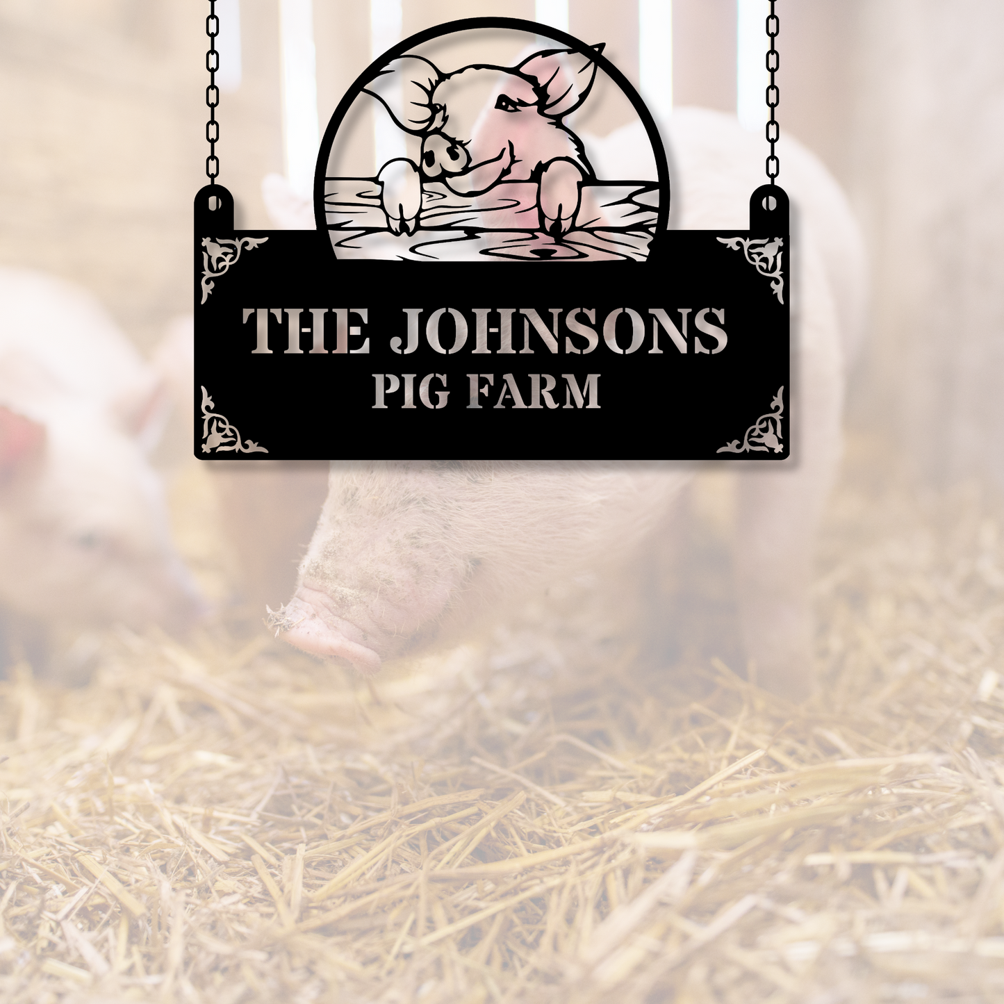 Custom Pig Metal Sign,Personalized Pig Farm Sign,Pig Wall Art,Metal Pig Farmhouse Decor,Farmer Gift,Farm Decor,Outdoor decor