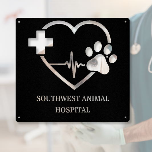 Customized Pet Clinic Metal Art Sign, Veterinary Office Metal Sign, Personalized Veterinarian Doctor Metal Sign,