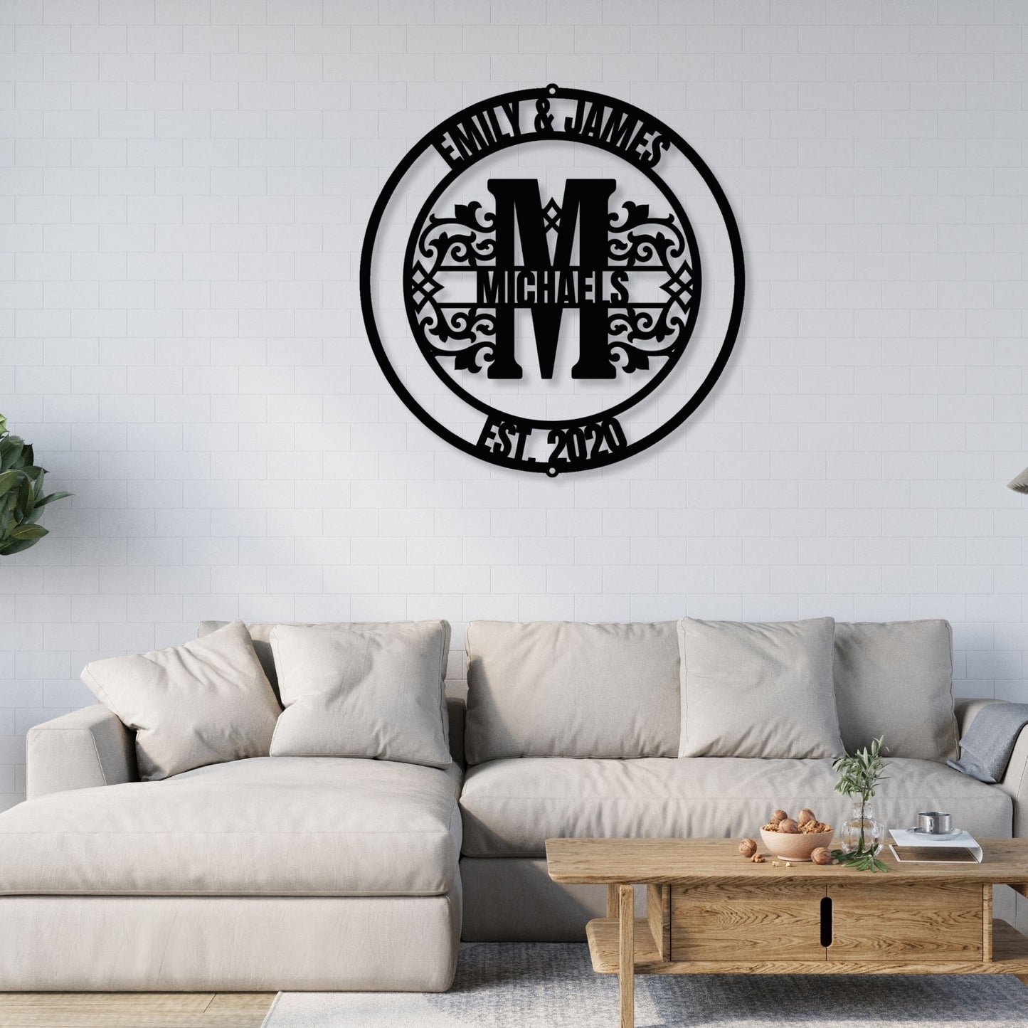 Personalized Wedding Gift Monogram | Custom Metal Art Family Name Sign | Anniversary Gift for Couple, Newlywed Wall Decor, Bridal Shower