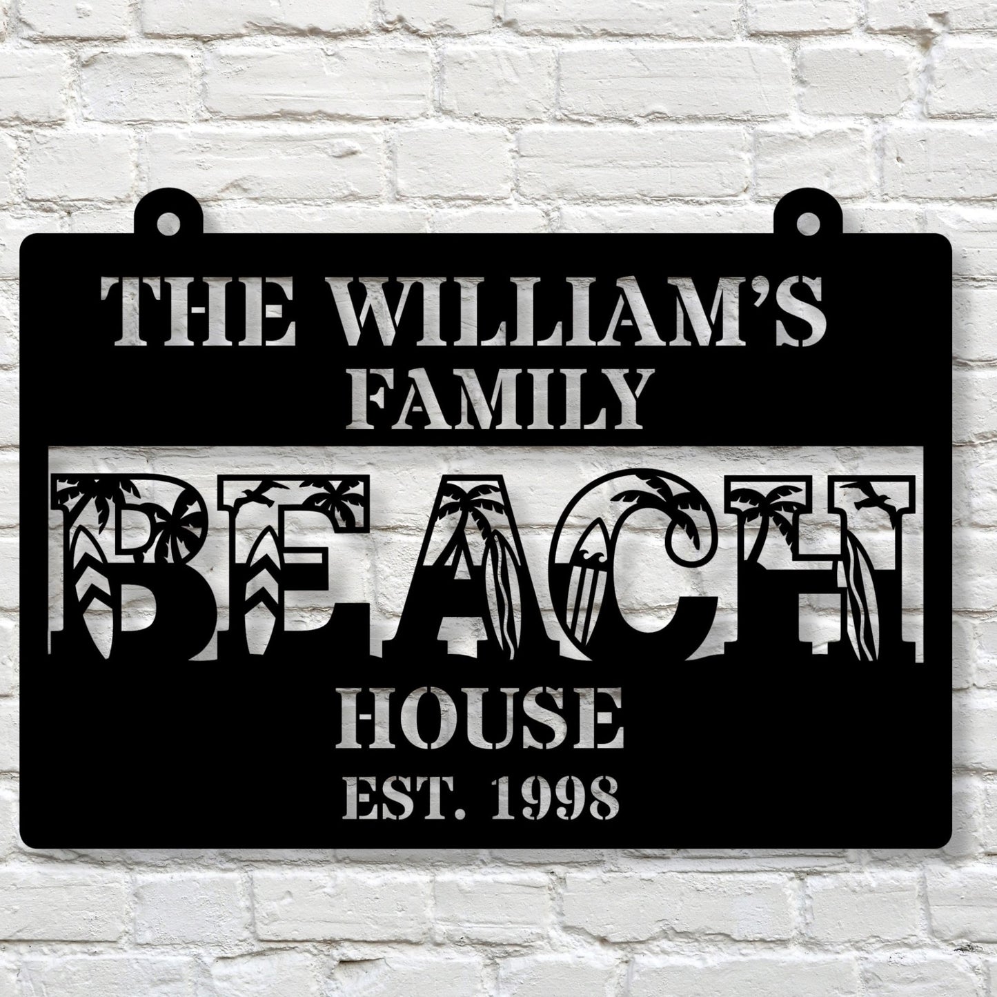 Custom beach house metal sign, personalized beach decor, coastal home wall art, nautical metal sign, beach house gift