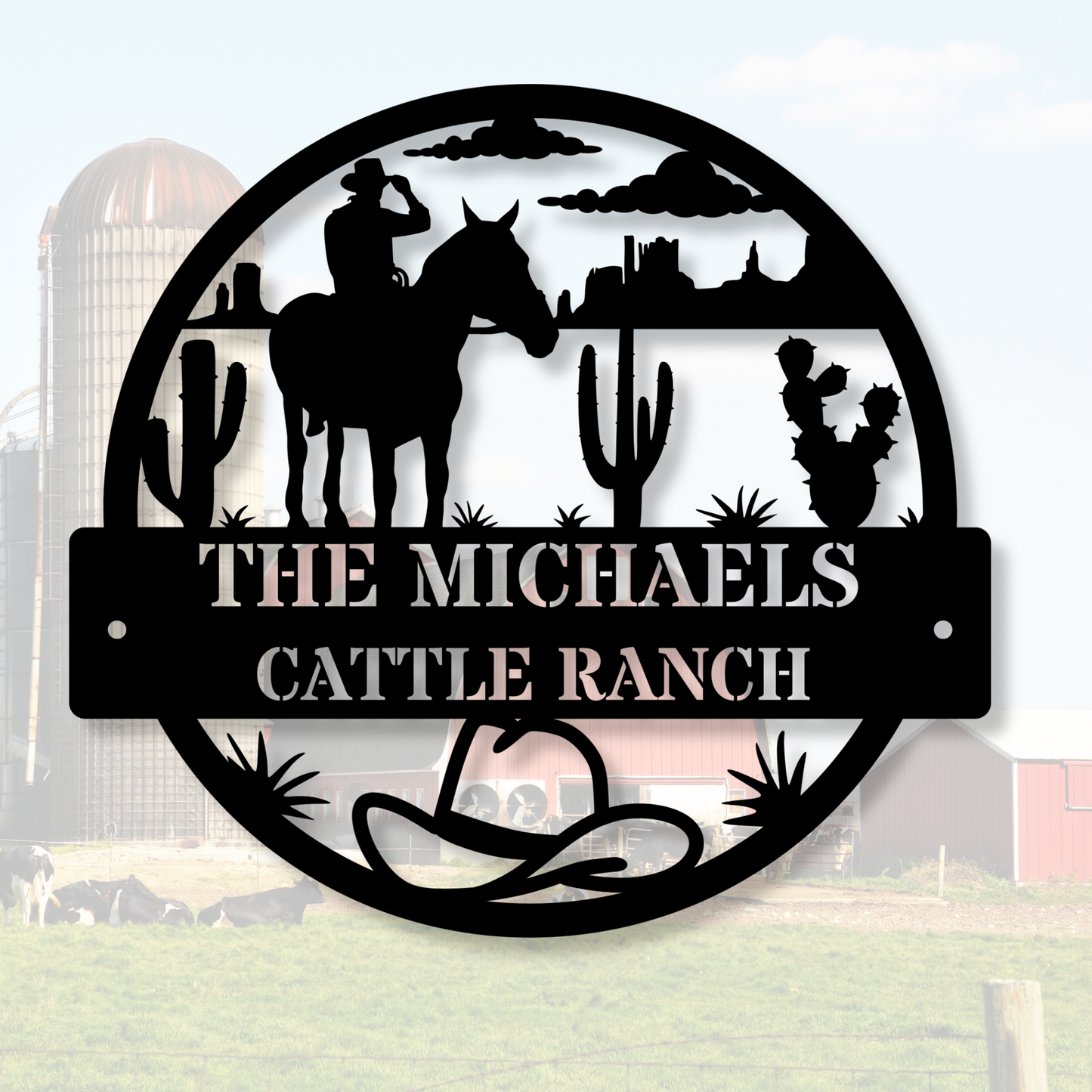 Personalized Cattle Ranch Metal Sign, Custom Ranch Decor, Rustic Farmhouse Sign, Western Ranch Gift, Cowboy Metal Decor, Country Living