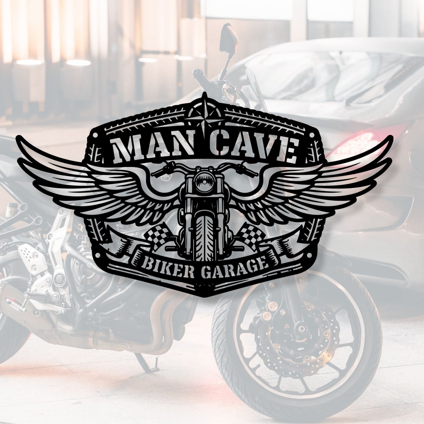 Biker Garage Metal Sign, Personalized Man Cave Decor, Custom Motorcycle Wall Art, Route 66 Retro Sign, Chopper Rider Gift, Workshop Sign