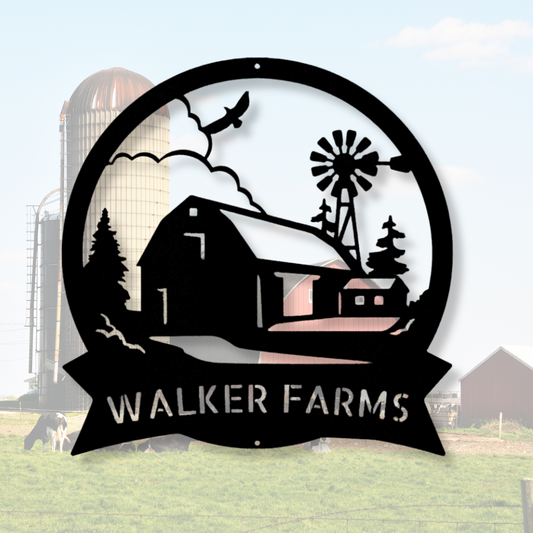 Barn House Monogram Metal Steel Sign, Outdoor Sign, Family Name Sign, Custom Ranch Sign, Personalized Farm Sign, Horse Ranch Custom Sign