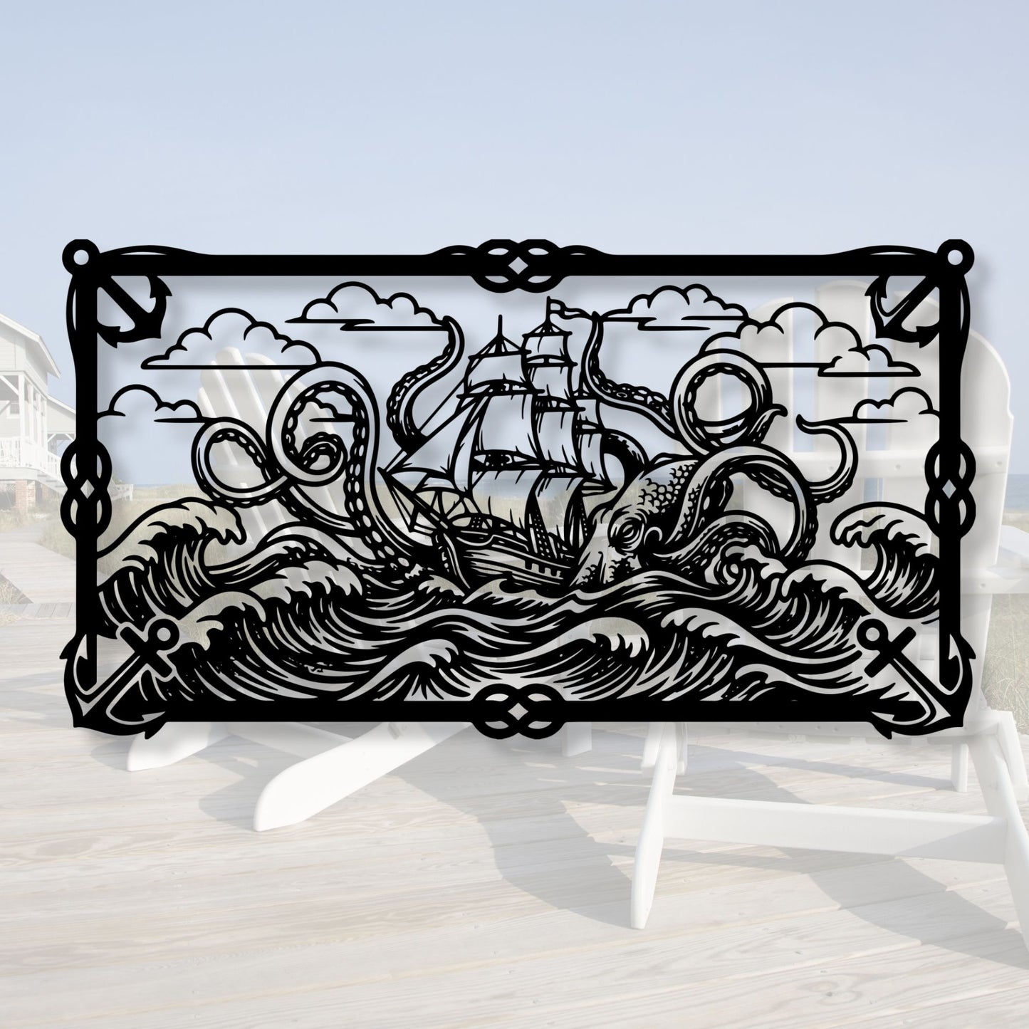 Sea Monster Metal Wall Art, Kraken Wall Decor, Ocean Creature Art, Nautical Home Decor, Voyage Art, Coastal Metal Sculpture, Marine Gift