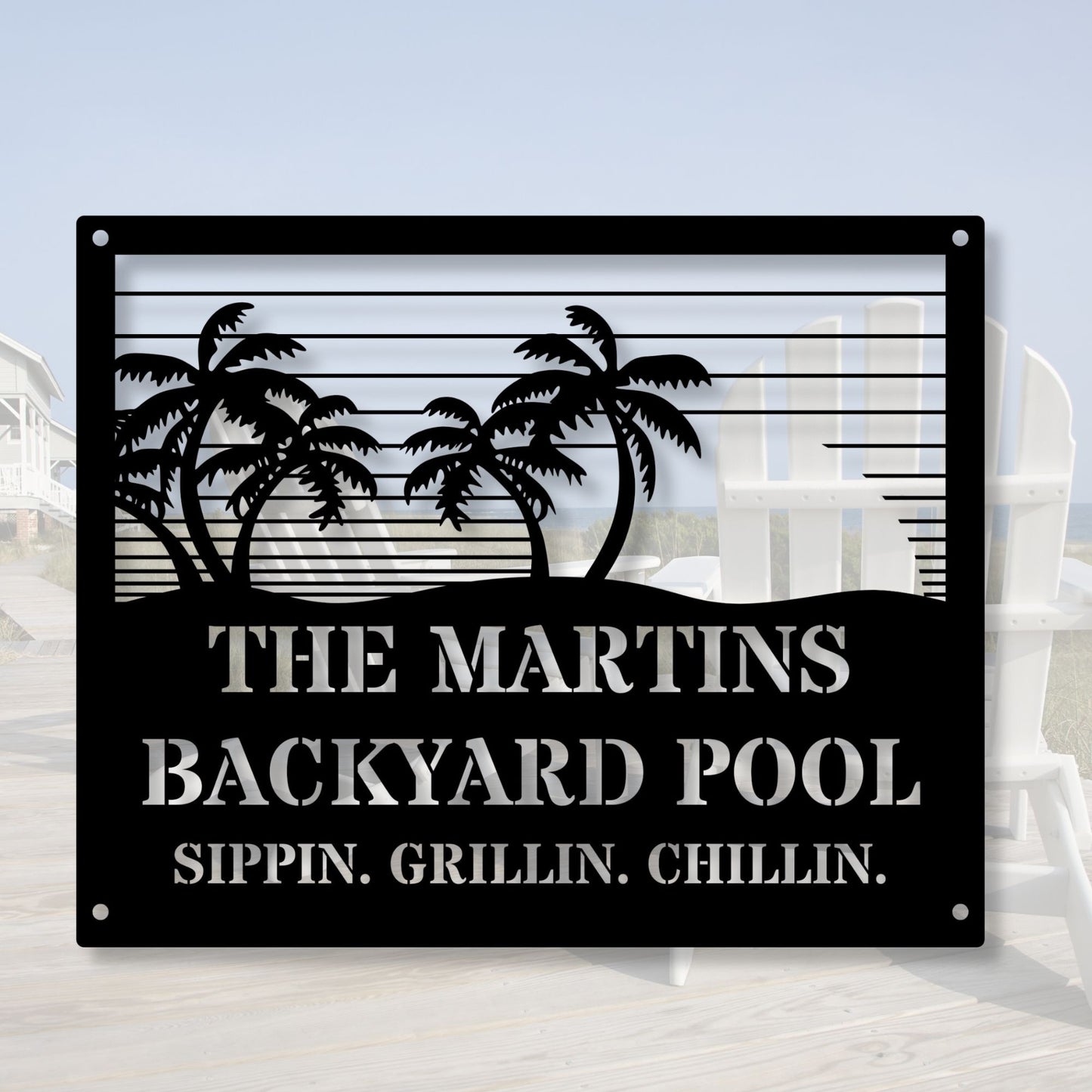 Personalized Pool Sign with Family Name, Custom Pool Decor, Backyard Sign, Outdoor Swimming Pool Gift, Poolside Wall Art Decor