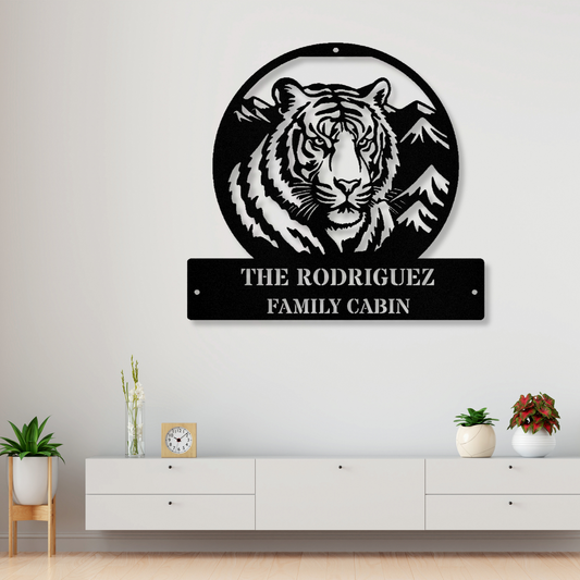 Personalized Tiger Metal Sign, Custom Metal Wall Sign, Tiger Wall Sign, Last Name Wall Sign, Wall Hanging Metal Art Decor, Tiger  Decor