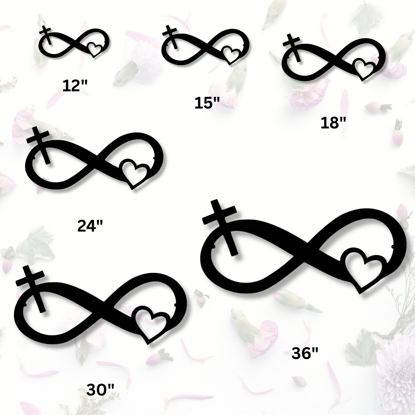 Infinite Love Metal Steel Sign, Cross And Heart Infinity Loop Monogram, Anniversary Gift For Christian Couple, Housewarming Wall Decor