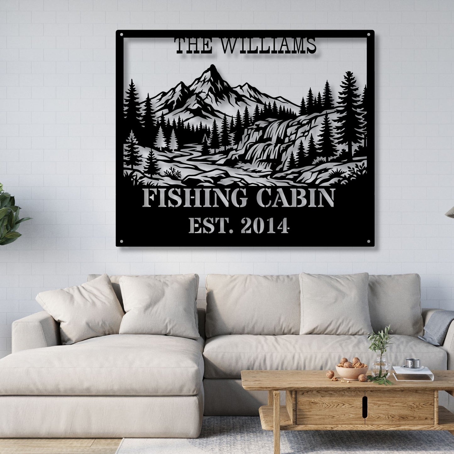 Custom fishing cabin metal decor, Fishing wall art, Rustic cabin sign, Fisherman gift, Lake house decor, Personalized metal sign