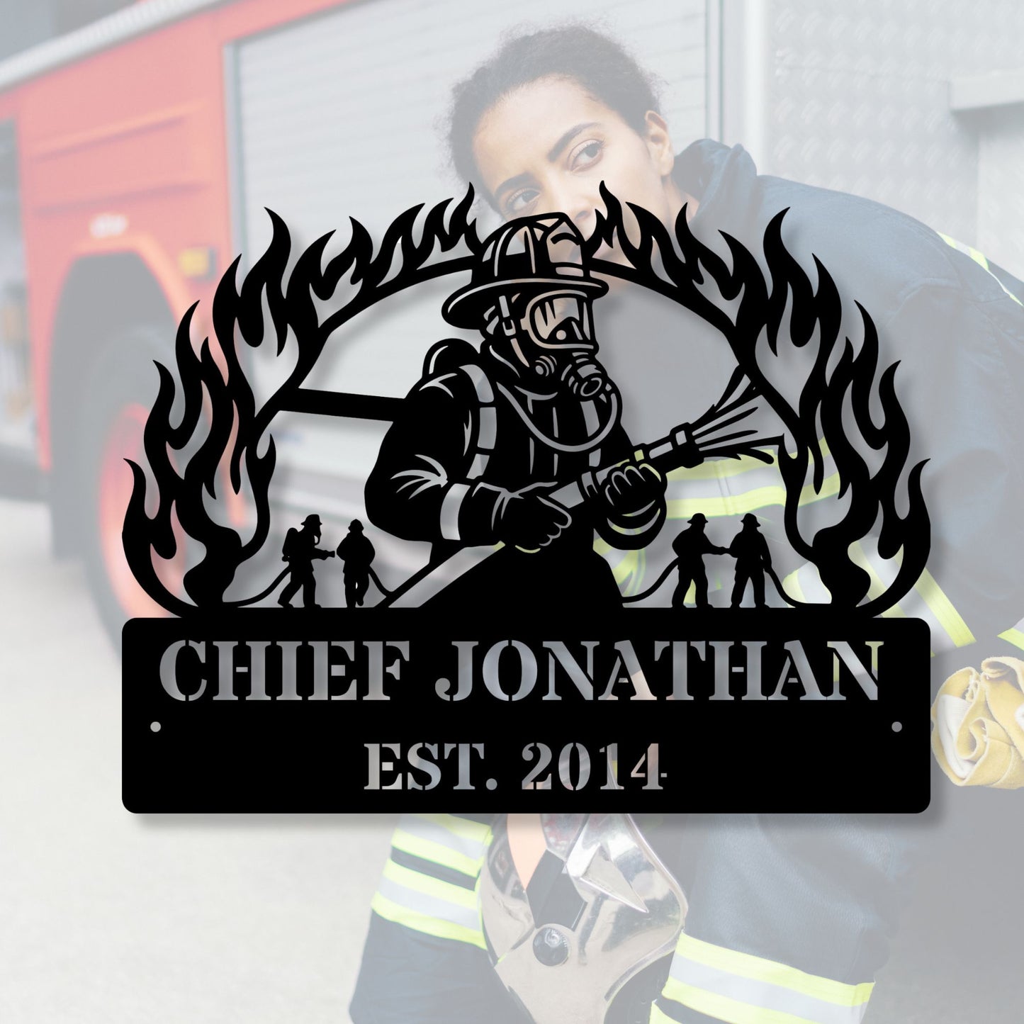 Custom Firefighter Metal Sign, Firefighter Gift, Fire Department Decor, Personalized Fireman Sign, Metal Wall Art, First Responder Gift
