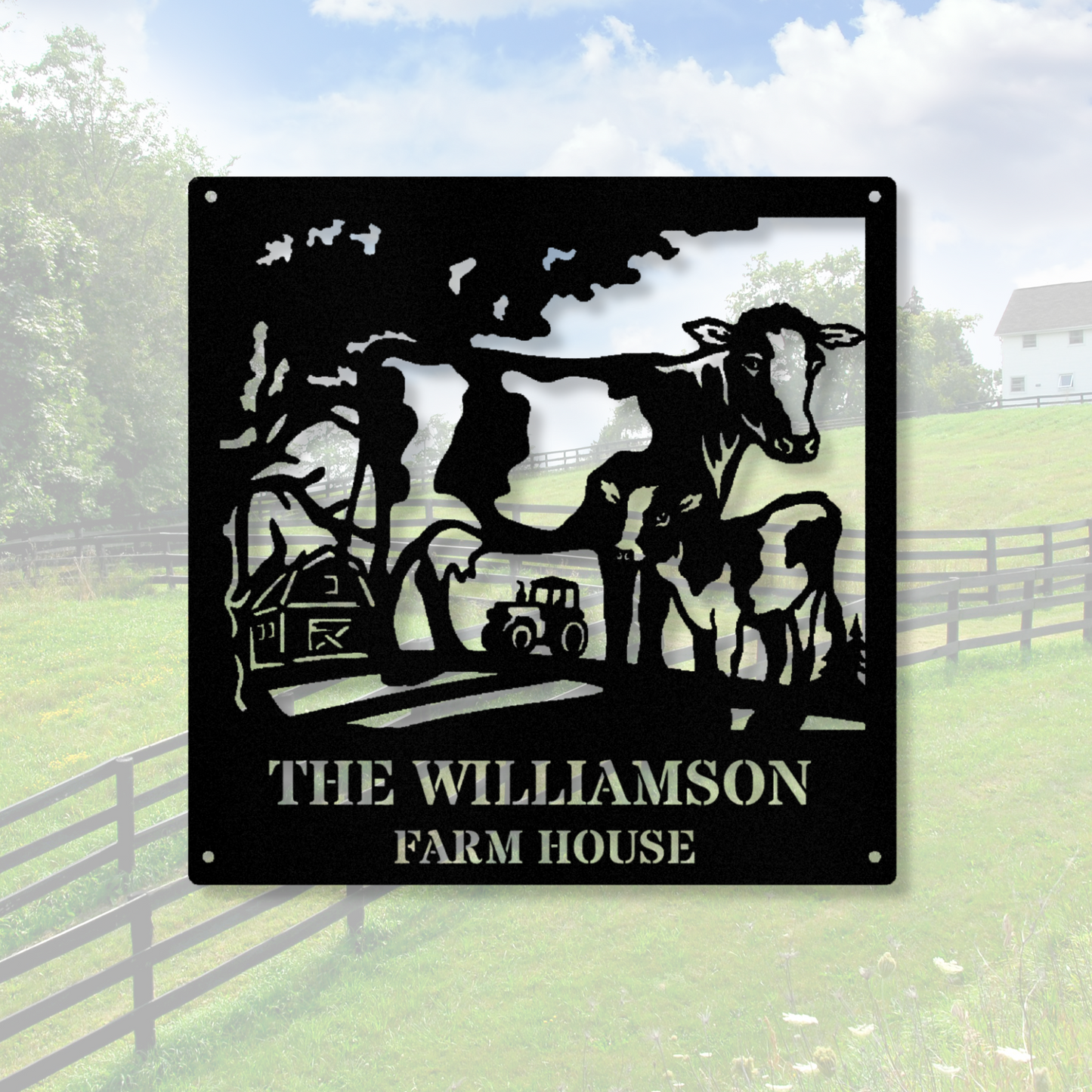 Personalized Farmhouse Metal Sign, Custom Name Wall Sign, Cow Metal Sign, Ranch Metal Sign, Wedding Gift, Cattle Ranch Sign, Father's Day Gift