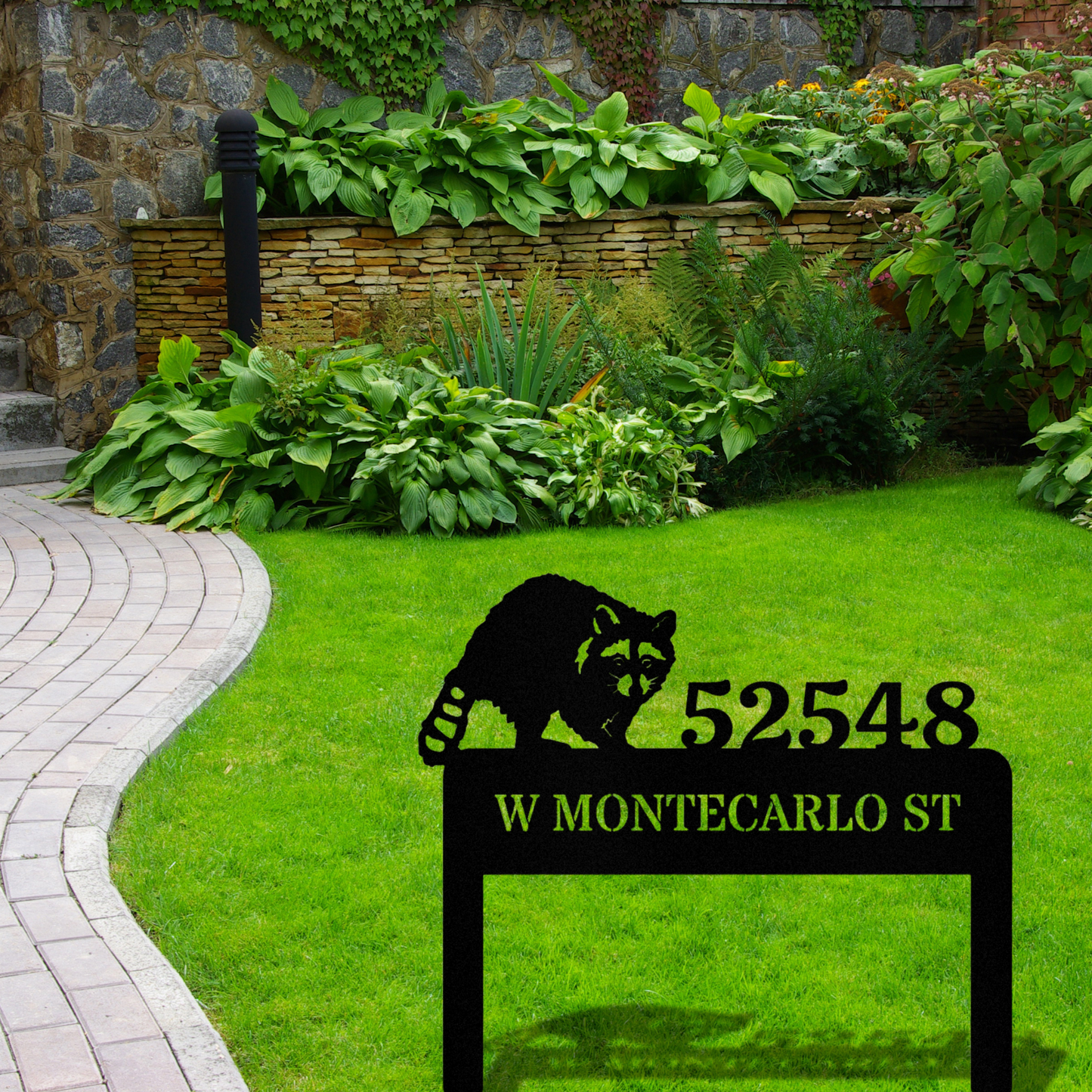 Raccoon Metal Address Stake, Customized Horizontal Address Sign, Personalized Address Signage, House Address, Metal House Number Stake