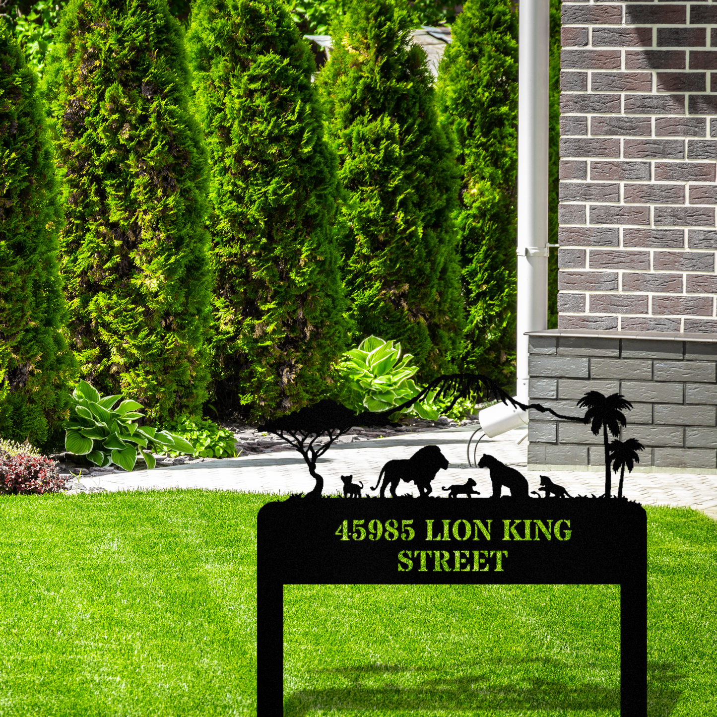 Personalized Lion Family Address Stake Sign, Lion King Metal Address Sign, Metal House Numbers, Outdoor Address Sign, African Savannah Sign