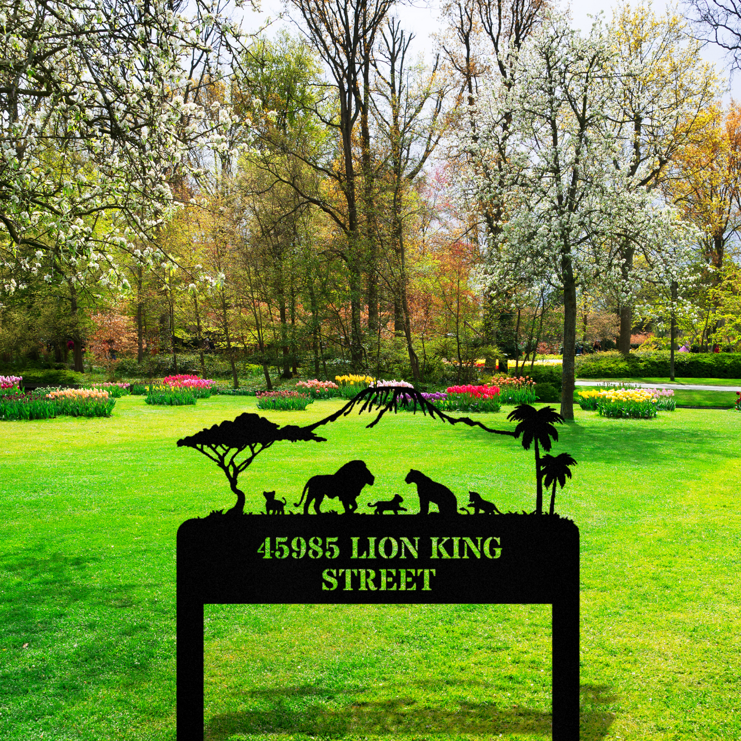 Personalized Lion Family Address Stake Sign, Lion King Metal Address Sign, Metal House Numbers, Outdoor Address Sign, African Savannah Sign