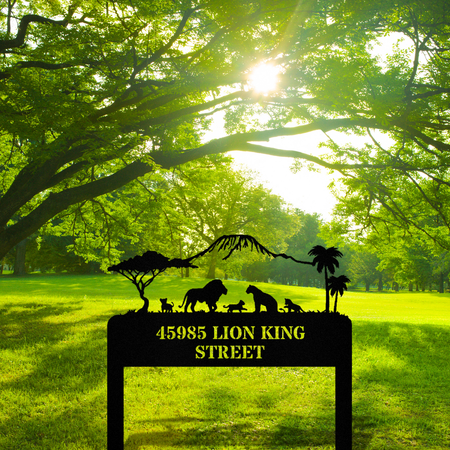 Personalized Lion Family Address Stake Sign, Lion King Metal Address Sign, Metal House Numbers, Outdoor Address Sign, African Savannah Sign
