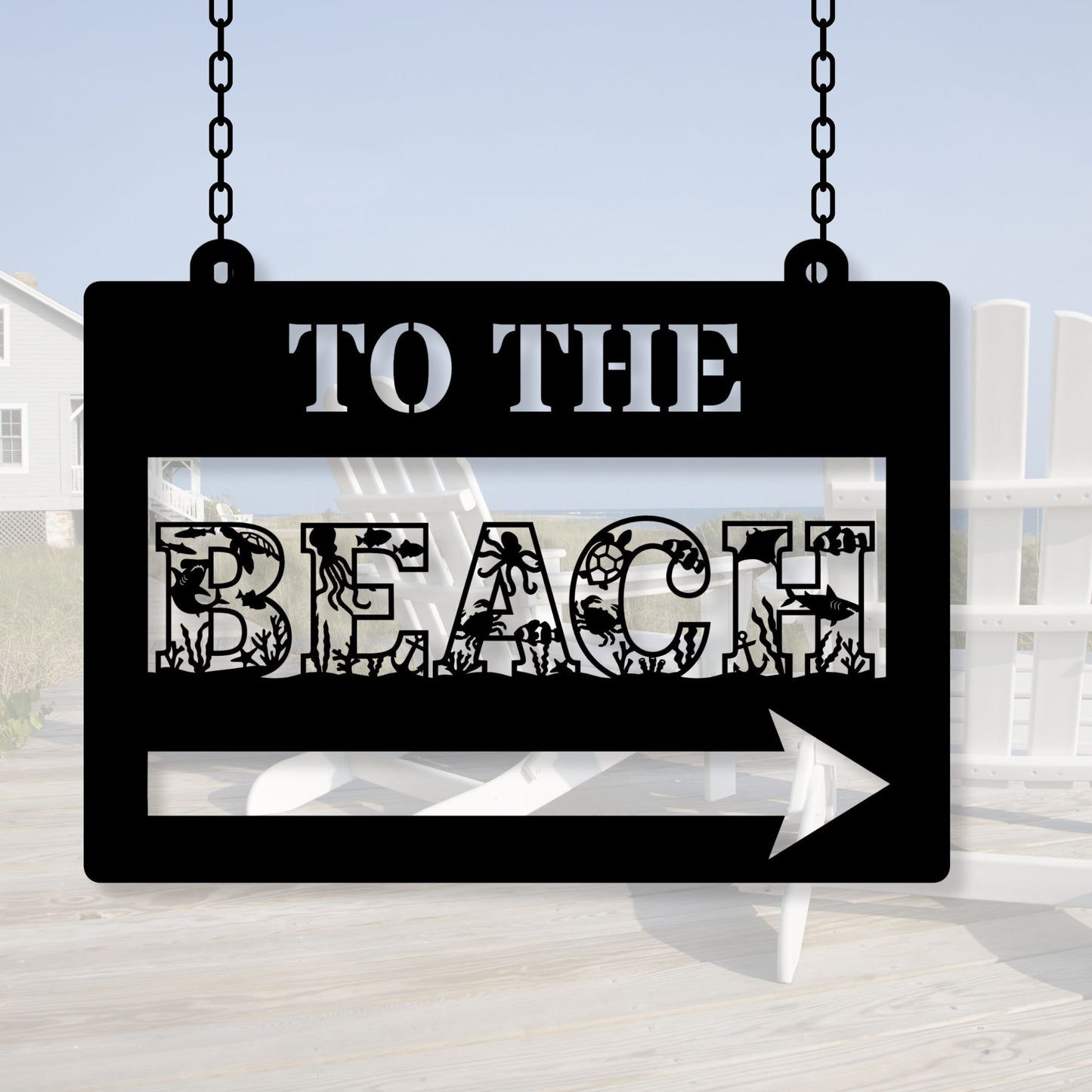 To the Beach Metal Sign, Beach House Decor, Coastal Wall Art, Beach Sign, Nautical Home Decor, Ocean Theme Sign, Seaside Wall Hanging