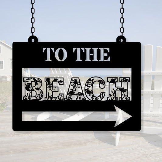 To the Beach Metal Sign, Beach House Decor, Coastal Wall Art, Beach Sign, Nautical Home Decor, Ocean Theme Sign, Seaside Wall Hanging