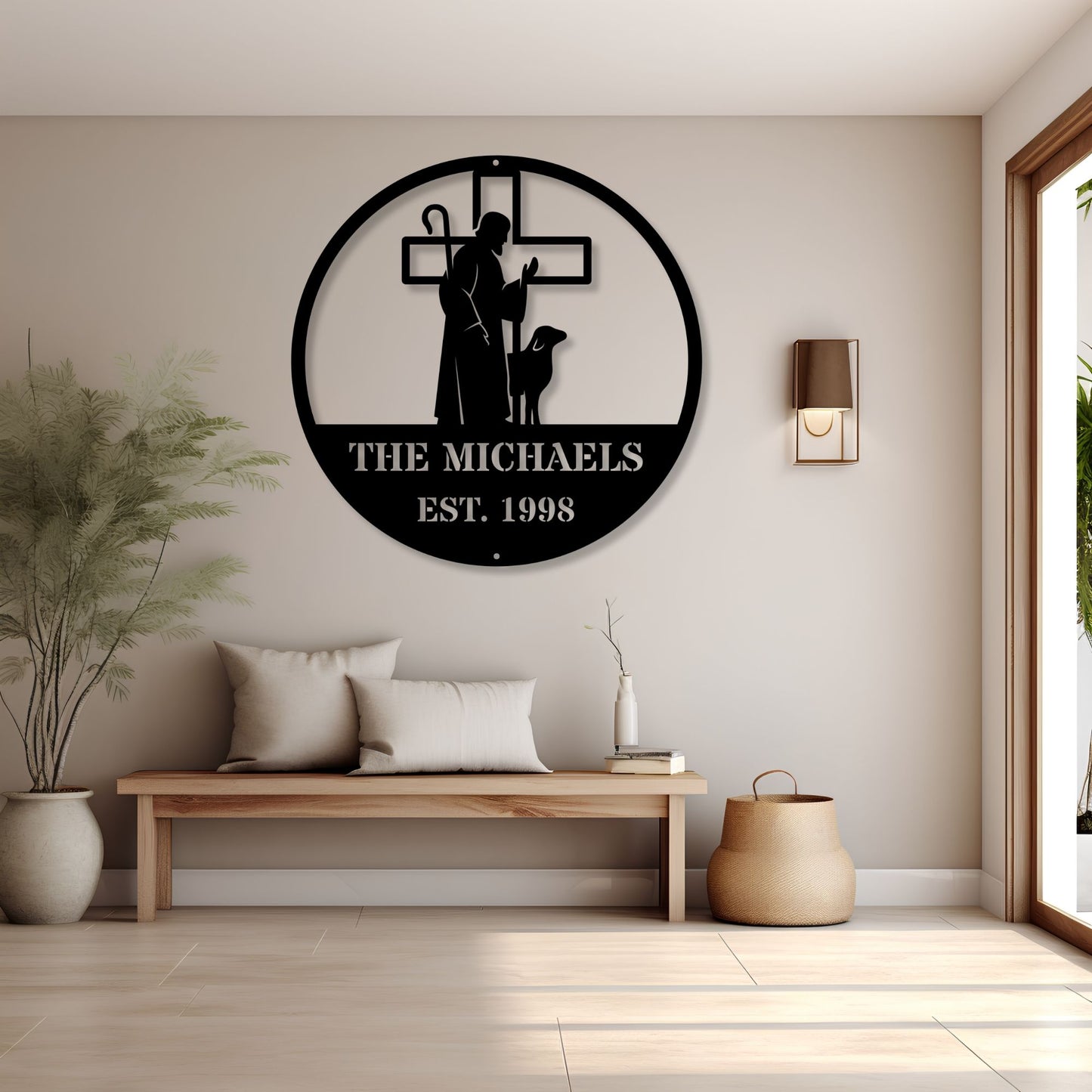 Personalized Christ Shepherd Metal Sign, Christian Wall Art, Religious Decor, Jesus Metal Sign, Faith Home Decor, Shepherd Wall Art