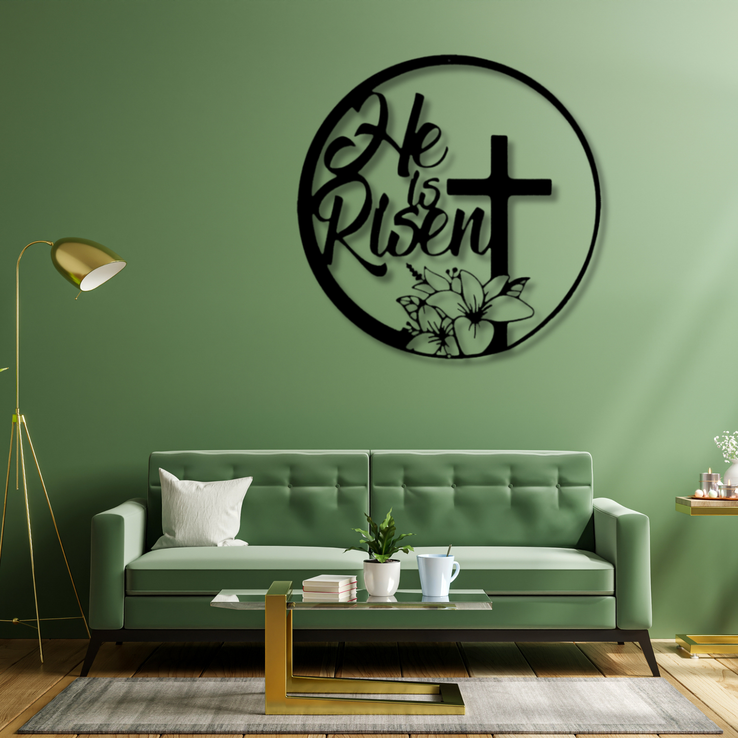 He is Risen Metal Sign, Religious Gifts, Floral Cross Sign, Home And Living Decor, Easter Gifts, Cross Metal Sign, Christian Themed Gifts