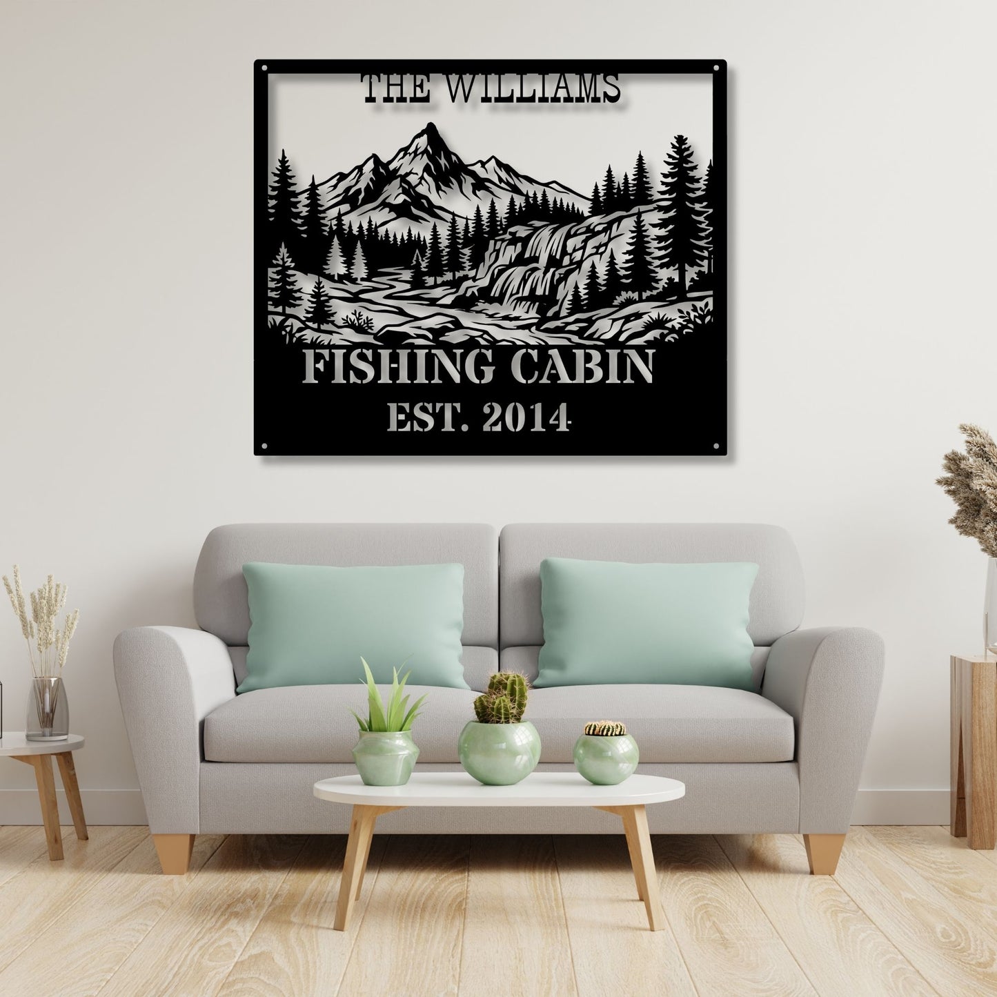 Custom fishing cabin metal decor, Fishing wall art, Rustic cabin sign, Fisherman gift, Lake house decor, Personalized metal sign