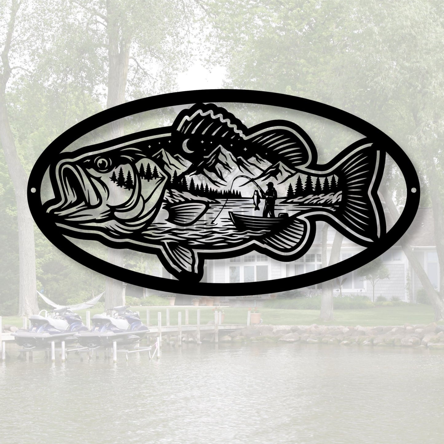 Fishing Cabin Decor, Metal Lake Sign, Lake House Wall Decor, Fisherman Gift, Rustic Outdoor Art, Personalized River House Metal Decor