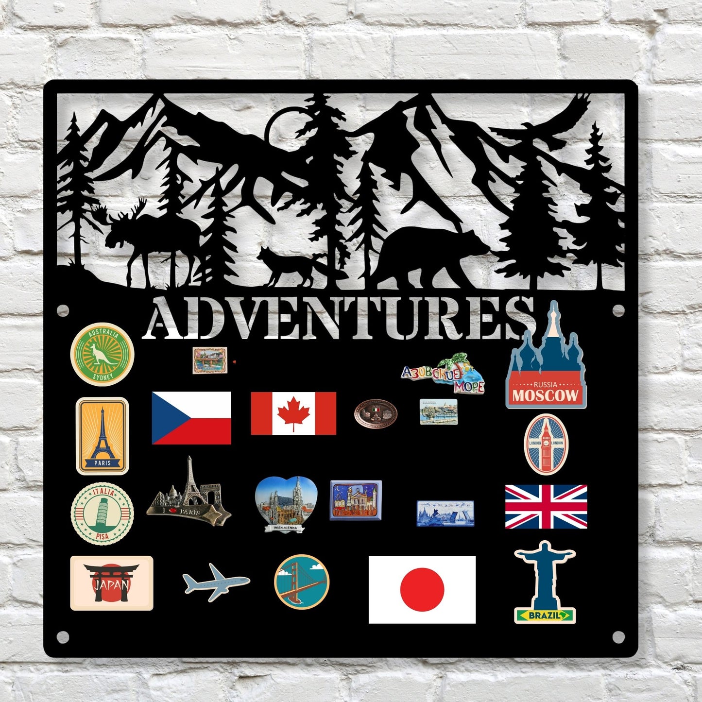 Rustic Metal Adventure Board | Magnetic Travel Tracker Sign | Couples Vacation Goal Map | Outdoor Tracker Wall Art | Moving Tracker Gift