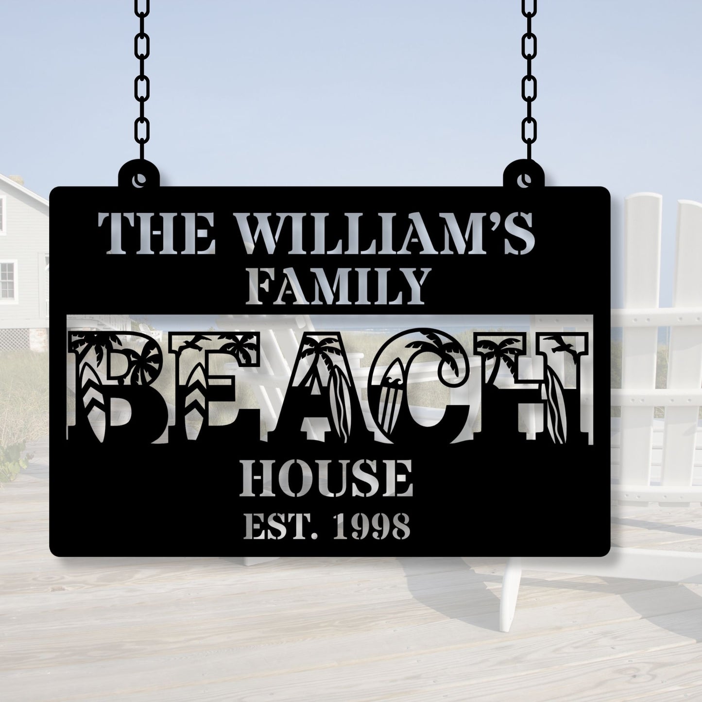 Custom beach house metal sign, personalized beach decor, coastal home wall art, nautical metal sign, beach house gift