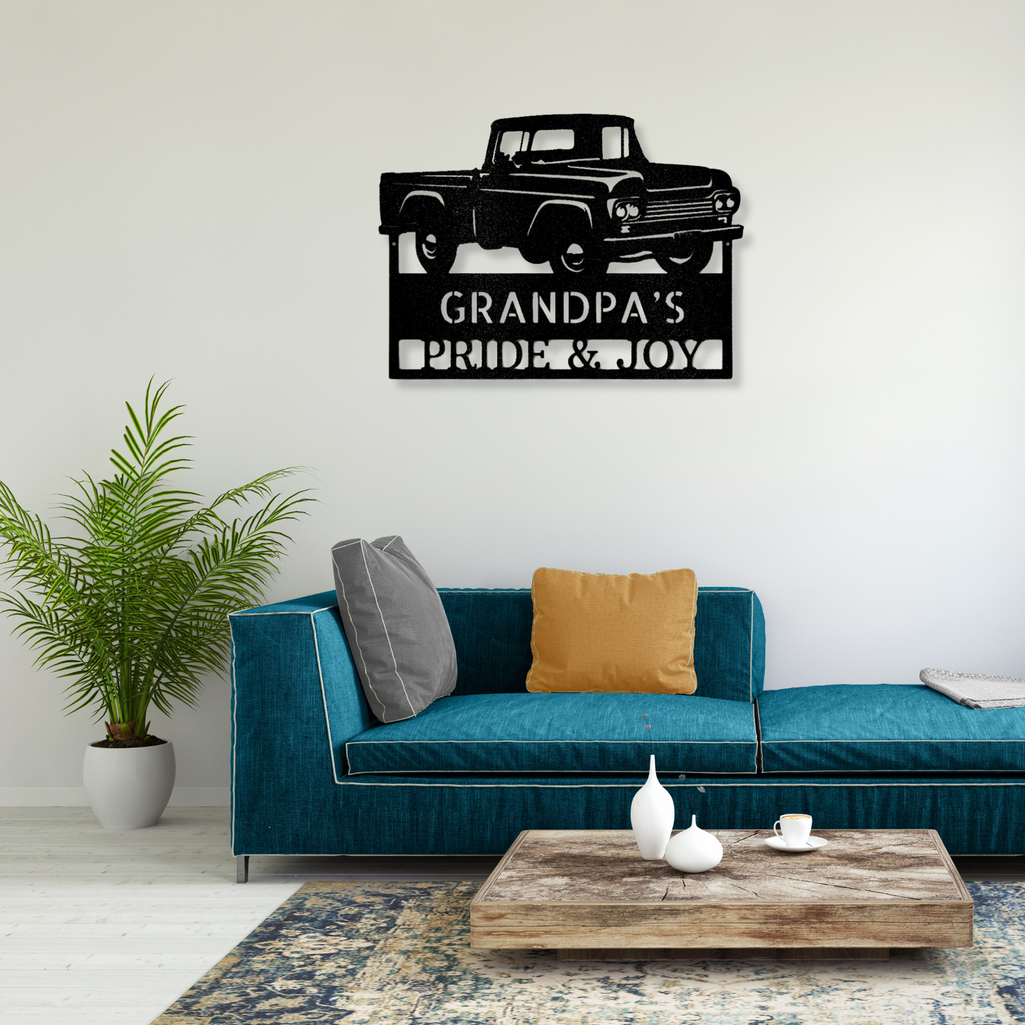 Grandpas Pickup Truck Monogram - Steel Sign
