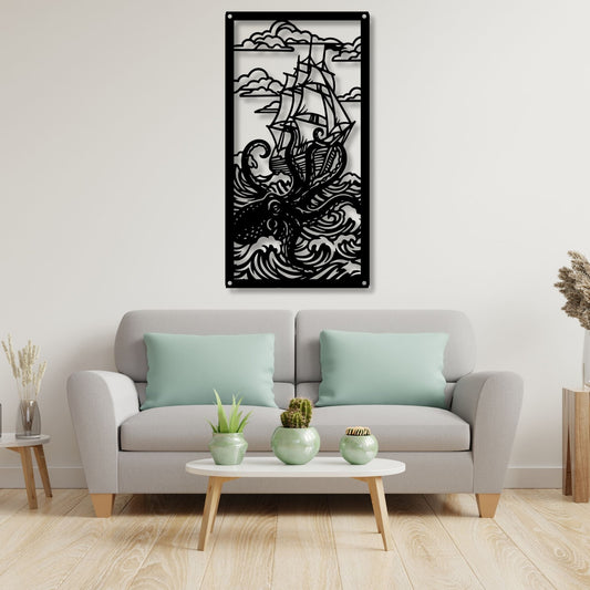 Metal Octopus Wall Art, Nautical Kraken Decor, Ocean Wall Art, Sea Creature Metal Art, Coastal Beach House Decor, Marine Life Gift