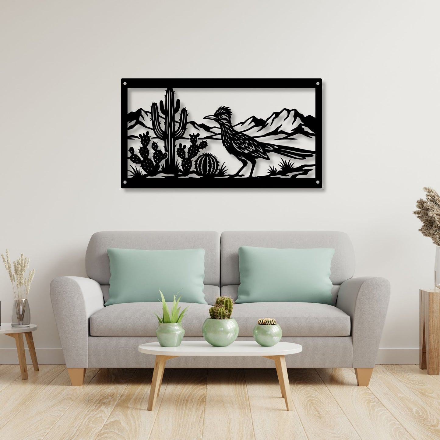 Roadrunner Metal Wall Art, Geometric Bird Sign, Minimalist Metal Wall Decor, Living Room Over The Bed Art, Modern Desert Bird, Housewarming