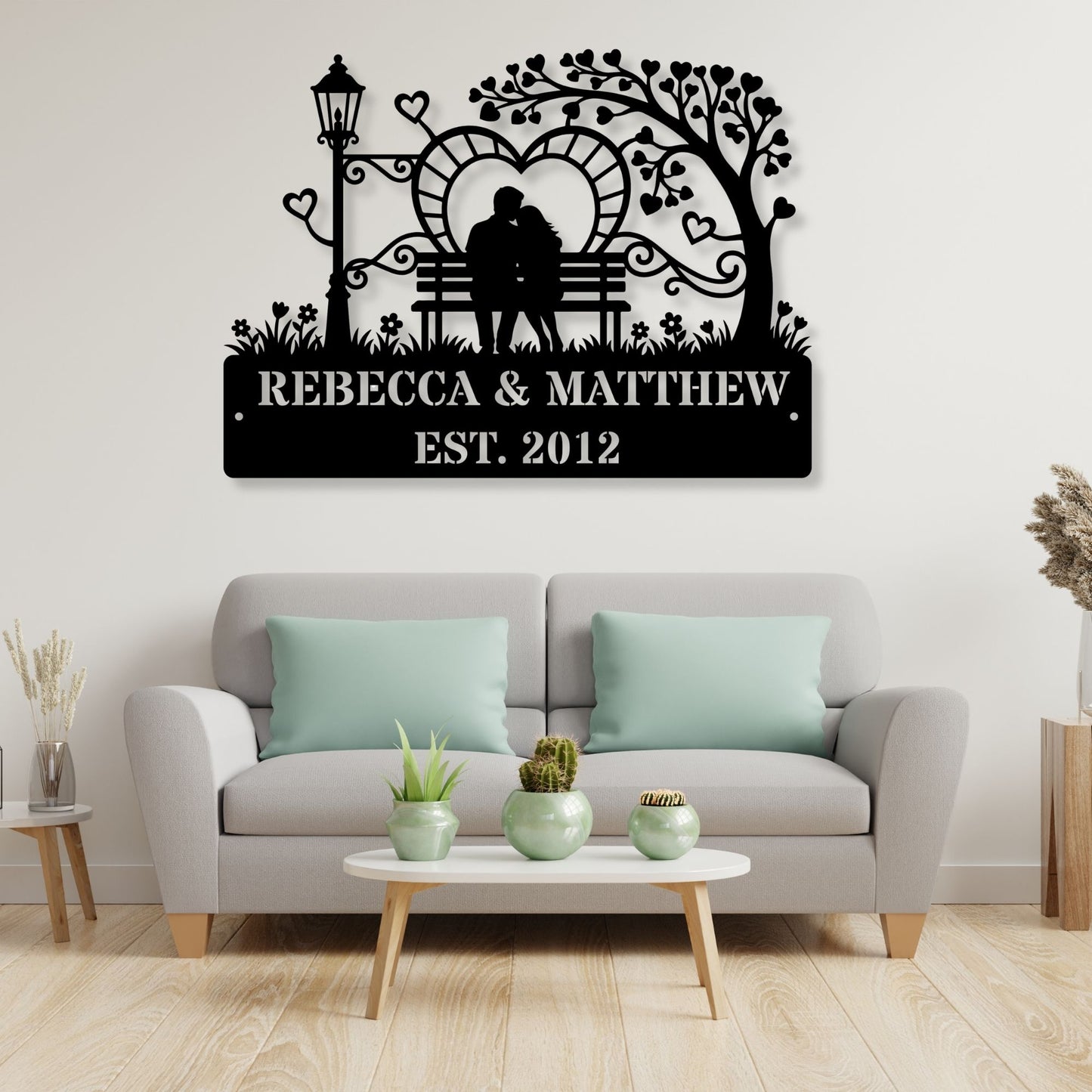 Custom couples established metal sign, personalized anniversary gift, wedding gift, metal wall art, custom home decor sign, rustic decor