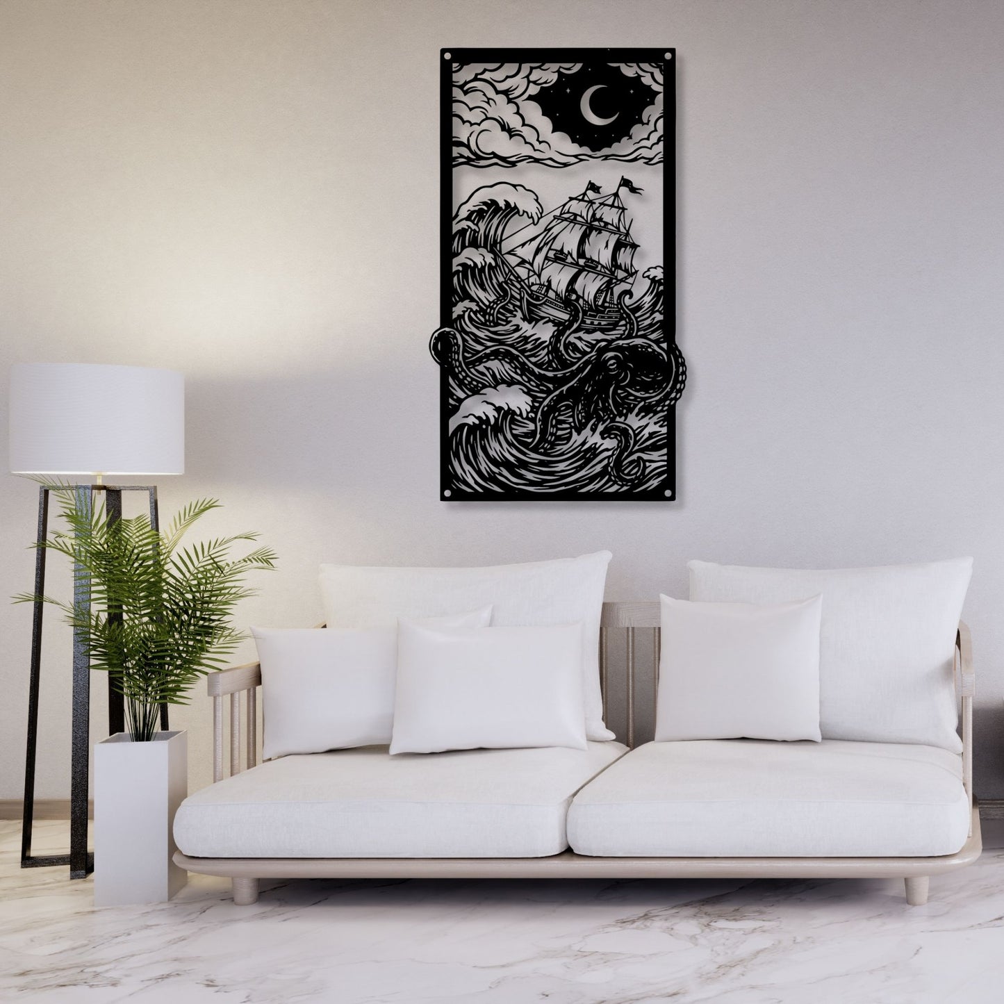 Kraken Metal Wall Art, Kraken Decor, Octopus Wall Art, Sea Creature Metal Art, Ocean Nautical Decor, Mythical Sea Monster Wall Hanging