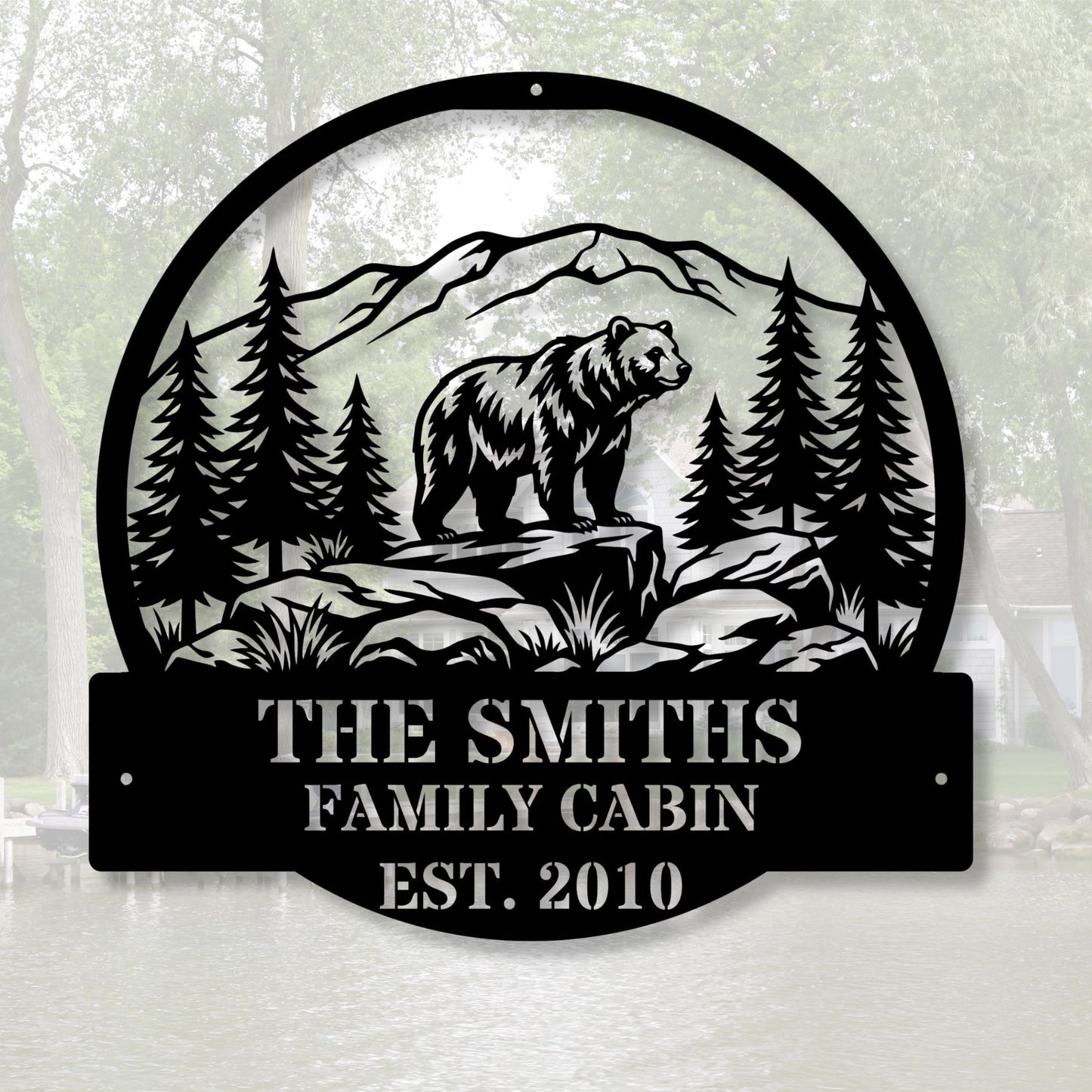 Personalized Mountain Cabin Decor Sign, Custom Cabin Sign, Rustic Lodge Decor, Mountain Home Gift, Cabin Wall Art, Wood Sign