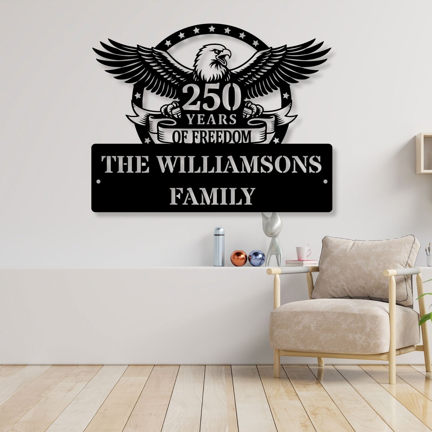 250 Years of Freedom Metal Sign, Custom Patriotic Wall Art, USA Independence Decor, Vintage American History Sign, Americana Metal Wall Decor