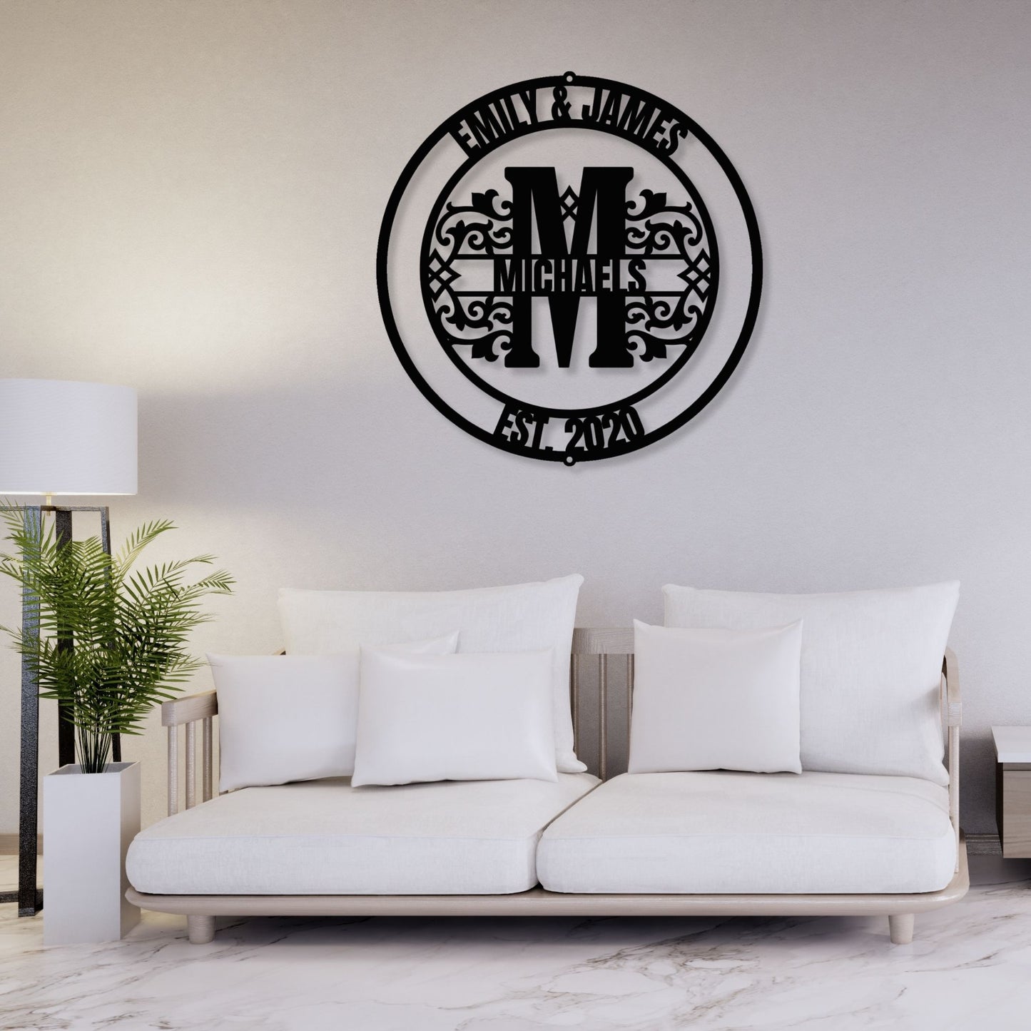 Personalized Wedding Gift Monogram | Custom Metal Art Family Name Sign | Anniversary Gift for Couple, Newlywed Wall Decor, Bridal Shower
