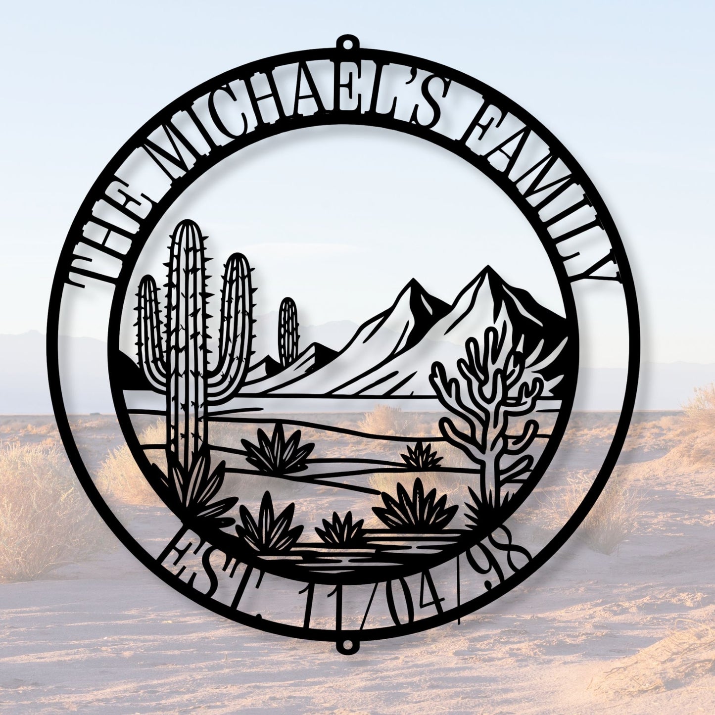 Custom Desert Metal Sign, Personalized Desert Wall Art, Southwest Decor, Metal Wall Art, Cactus Sign, Rustic Home Decor Gift