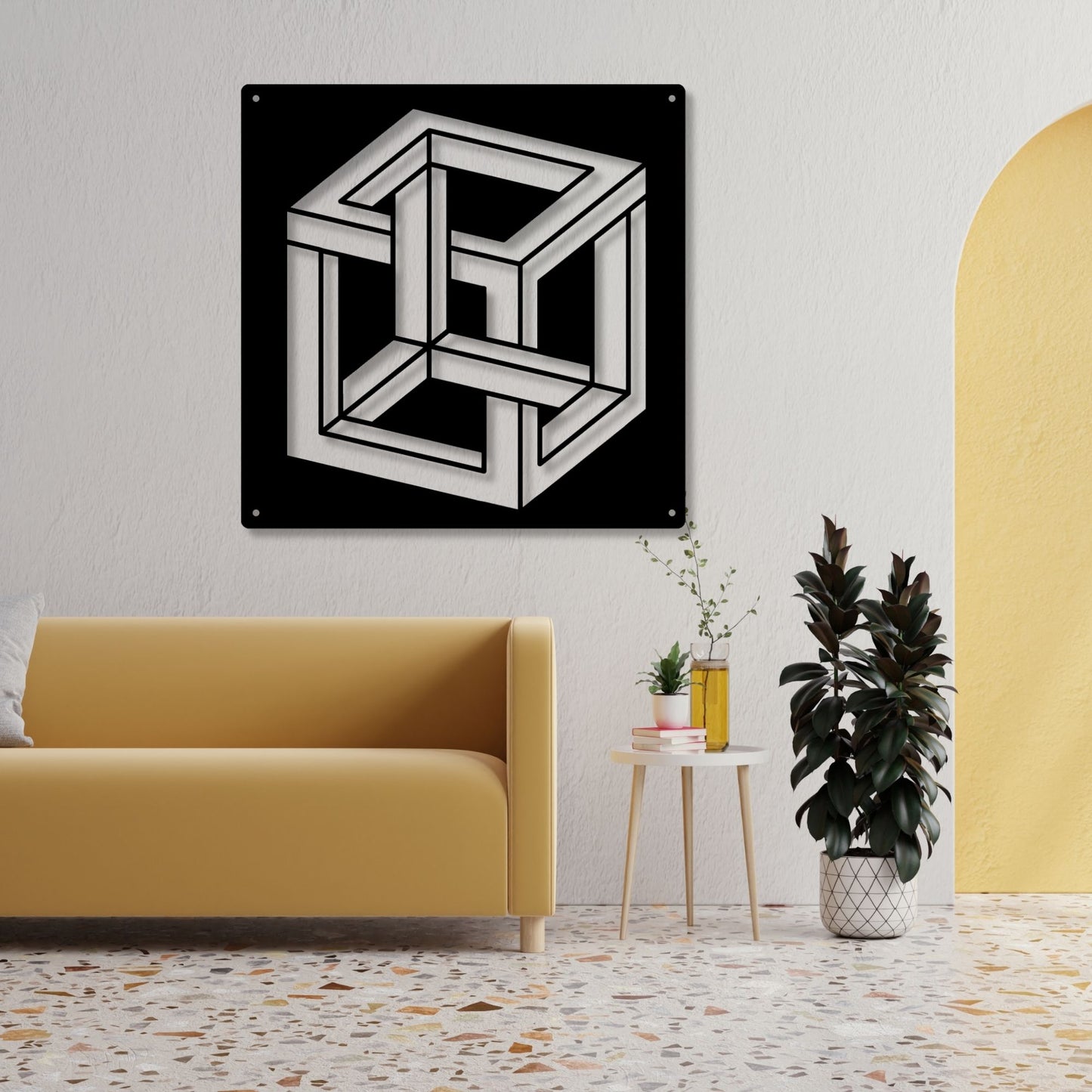 Geometric Metal Wall Sign, Geometric Wall Art, Modern Metal Wall Decor, Abstract Metal Sign, Contemporary Home Decor Gift