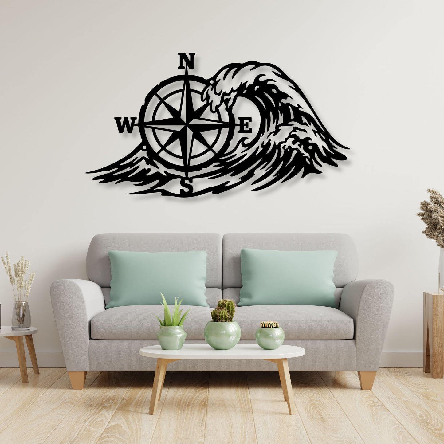Nautical Compass Metal Sign, Compass Wall Art, Nautical Wall Decor, Marine Metal Sign, Coastal Home Decor, Sailing Gift, Beach House Art
