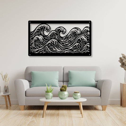 Ocean wave metal wall art, coastal wall decor, beach home decor, nautical art, metal wave wall hanging, sea lover gift