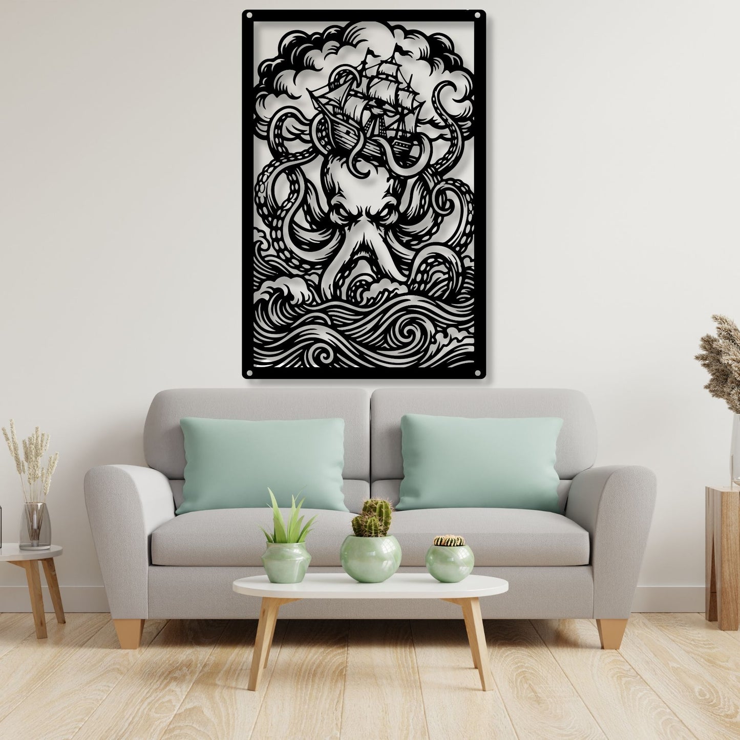 Kraken Wall Art, Octopus Print, Ocean Wall Decor, Nautical Art, Sea Creature Print, Marine Life Art, Coastal Home Decor
